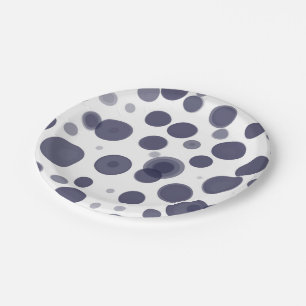 Assiettes En Carton Navy bleu moderne et bulles à pois blancs Fête