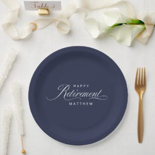 Assiettes En Carton Navy Blue Simple Elegant Retraite Party