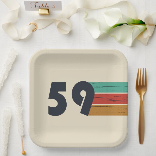 Assiettes En Carton né en 1959 anniversaire vintage (Mariage)