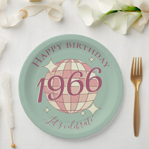 Assiettes En Carton Né en 1966 60e anniversaire déco de fête Papier Pl