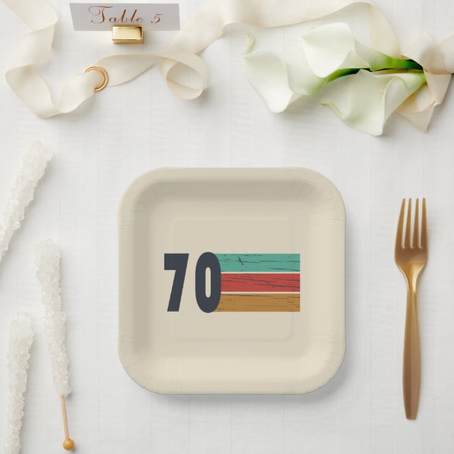 Assiettes En Carton Né en 1970 anniversaire vintage (Mariage)
