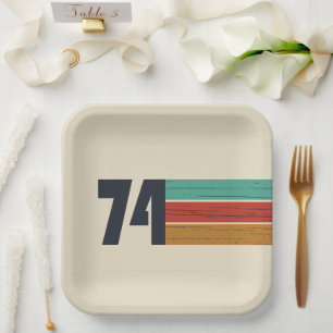 Assiettes En Carton né en 1974 fête d'anniversaire vintage