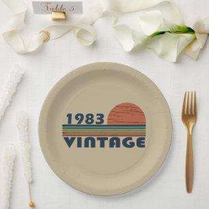 Assiettes En Carton Né en 1983 fête d'anniversaire vintage
