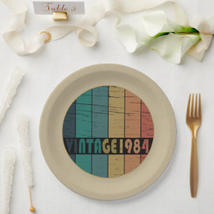 Assiettes En Carton Né en 1984 anniversaire vintage