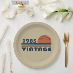 Assiettes En Carton Né en 1985 fête d'anniversaire vintage