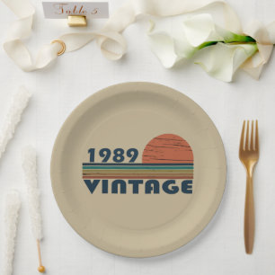Assiettes En Carton Né en 1989 cadeau d'anniversaire vintage