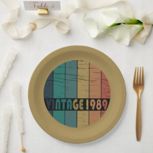 Assiettes En Carton Né en 1989 fête d'anniversaire de naissance
