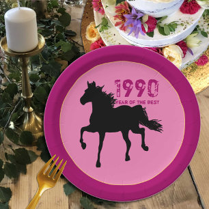 Assiettes En Carton Né en 1990 - Anniversaire du meilleur / Cheval