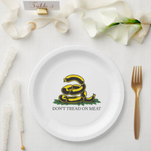 Assiettes En Carton Ne marchez pas sur la viande drôle Gadsden drapeau
