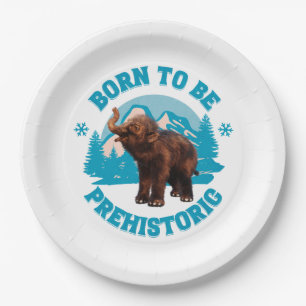 Assiettes En Carton Né pour être préhistorique Mammoth laine Baby