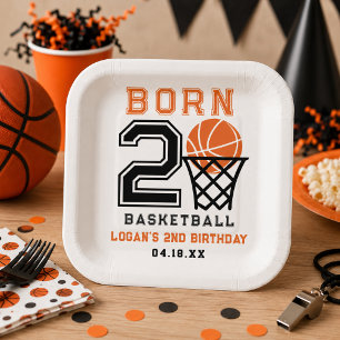 Assiettes En Carton Né pour le Basketball 2e anniversaire du garçon