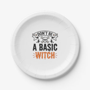 Assiettes En Carton Ne sois pas une sorcière basique Halloween vintage