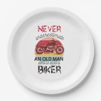 Assiettes En Carton Ne sous-estimez jamais Old Man Biker