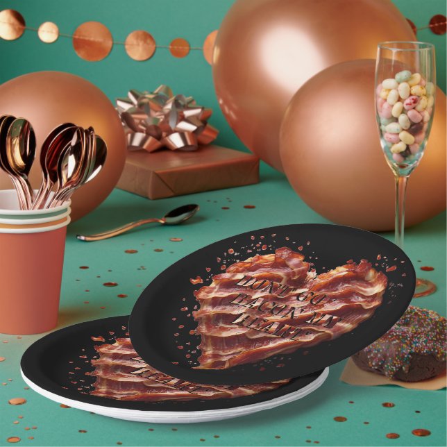 Assiettes En Carton Ne Va Pas Bacon Mon Coeur, Drôle (Multi)