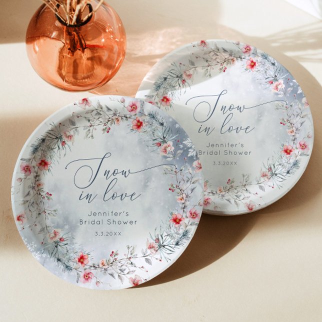 Assiettes En Carton Neige d'hiver dans un élégant Bridal shower Amour (Créateur téléchargé)