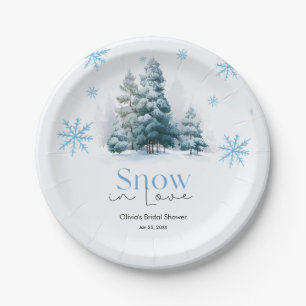 Assiettes En Carton Neige d'hiver en amour Flocons de neige Shower de