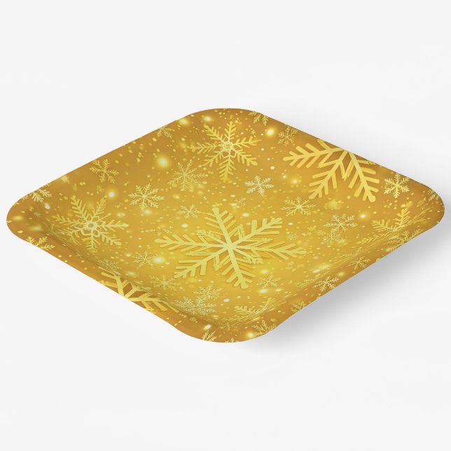 Assiettes En Carton Neige dorée (Angulaire)