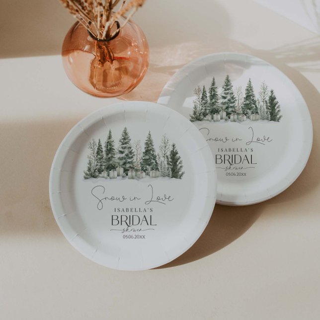 Assiettes En Carton Neige en amour douche de mariée d'hiver (Créateur téléchargé)