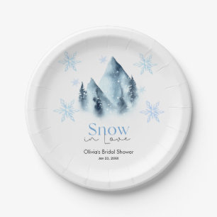 Assiettes En Carton Neige en amour douche de mariée flocons de neige d