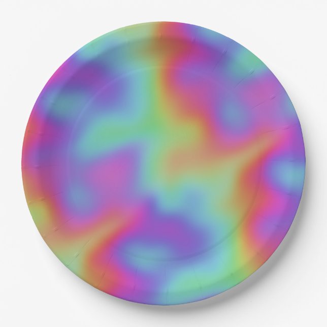 Assiettes En Carton neo hypercouleur arc-en-ciel : (Devant)