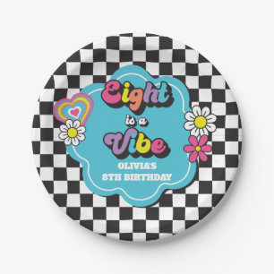 Assiettes En Carton Neon 90s Retro Eight est une Vibe 8e anniversaire