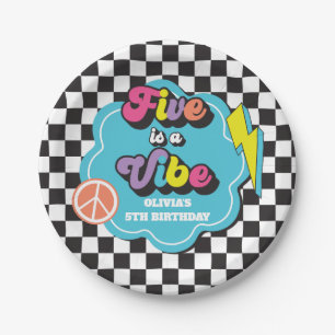 Assiettes En Carton Neon 90s Retro Five est un Vibe 5e anniversaire