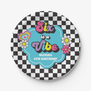 Assiettes En Carton Neon 90s Retro Six est un Vibe 6e anniversaire