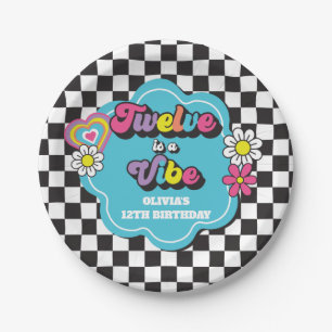 Assiettes En Carton Neon 90s Retro Twelve est un Vibe 12e anniversaire
