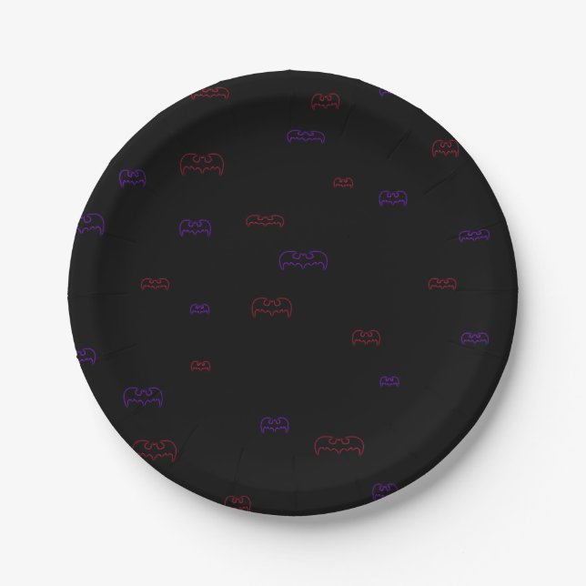 Assiettes En Carton Neon Bats (Devant)