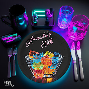 Assiettes En Carton Neon Blacklight Hello Shots Cocktail Anniversaire