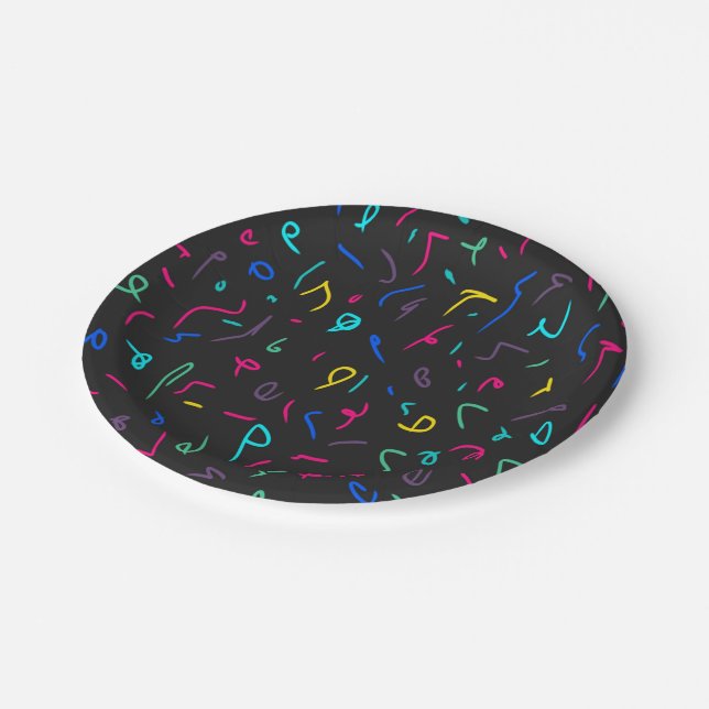 Assiettes En Carton Neon Bright Marques sur Noir (Angle)