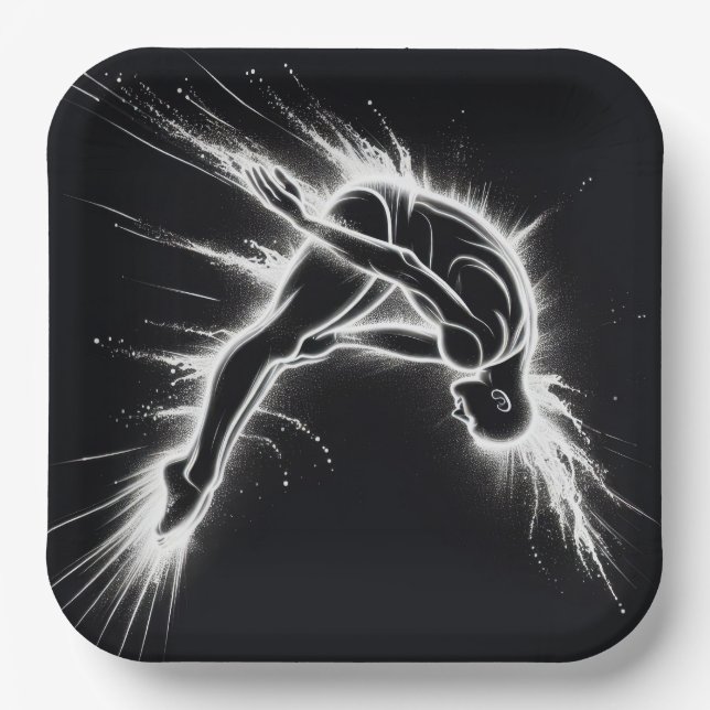 Assiettes En Carton Neon High Diver Sur Noir (Recto)