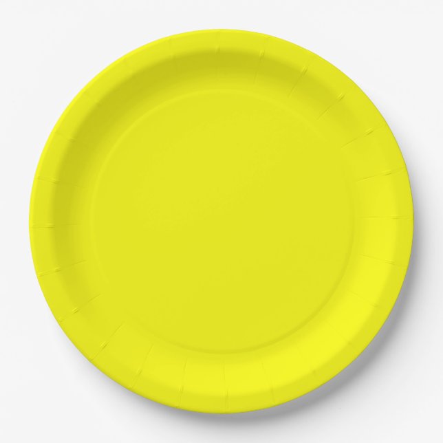 Assiettes En Carton Néon jaune brillant (Devant)