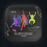 Assiettes En Carton Neon Jump Kids Fun Birthday Party<br><div class="desc">Pour une personnalisation plus avancée de cette conception,  il suffit de sélectionner le bouton "Personnaliser ou Modifier à l'aide de l'outil de conception" ci-dessus ! ou Vous pouvez toujours me faire un message. Faites défiler vers le bas et cliquez sur cette collection pour trouver les objets correspondants.</div>