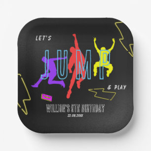Assiettes En Carton Neon Jump Kids Fun Birthday Party