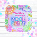 Assiettes En Carton Neon Pool Party Anniversaire Plaques de papier<br><div class="desc">Faites un petit plongeon à votre piscine avec nos Plaques Papier Pool Party! Dotés d'un design néon plein de vitalité et de tous les éléments essentiels d'un bain au bord de la piscine - du soleil éblouissant aux palmiers en passant par les flotteurs de piscine et les flamants roses -...</div>