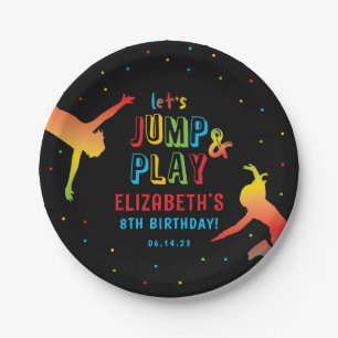 Assiettes En Carton Neon Trampoline Park Anniversaire de enfant Party