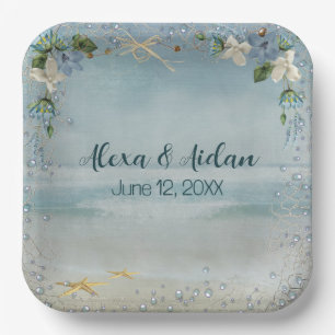 Assiettes En Carton Net nautique mariage avec bulles