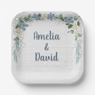 Assiettes En Carton Net Nautique mariage Sur Bois Blanchis