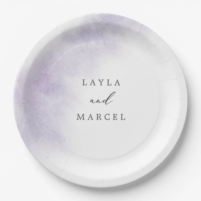 Assiettes En Carton Nettoyage aquarelle | Gâteau Mariage pourpre (Devant)