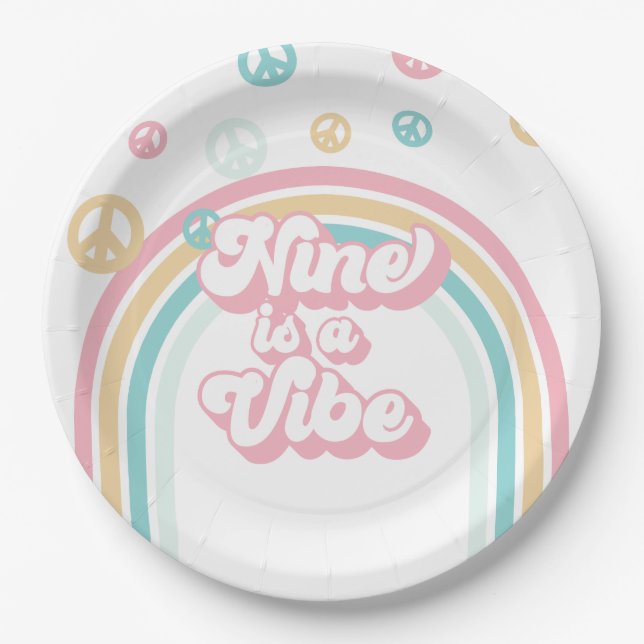 Assiettes En Carton Neuf est Vibe Retro Summer Rainbow (Devant)