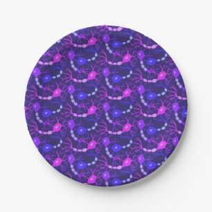 Assiettes En Carton Neurones Connectés Néon Violet
