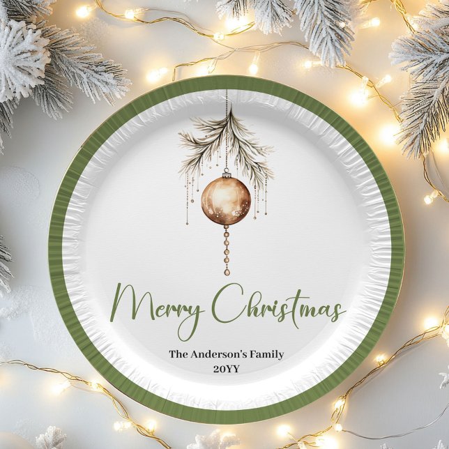 Assiettes En Carton Neutral Minimal Christmas Custom Family Name Plate (Neutral Minimal Christmas Custom Family Name Plates)