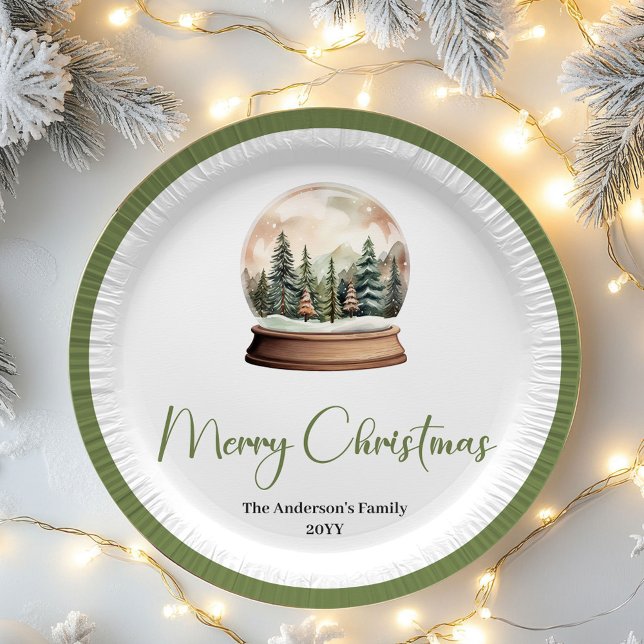 Assiettes En Carton Neutral Pastel Christmas Family Name Holiday Plate (Neutral Pastel Christmas Family Name Holiday Plates)