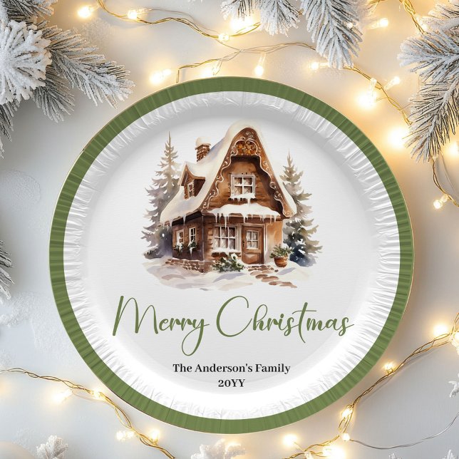 Assiettes En Carton Neutral Pastel Christmas Personalized Family Plate (Neutral Pastel Christmas Personalized Family Plates)