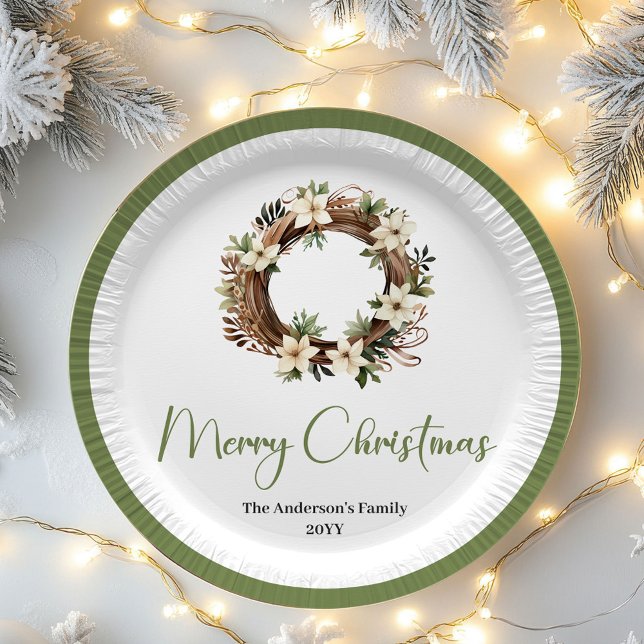Assiettes En Carton Neutral Soft Christmas Custom Family Party Plates (Neutral Soft Christmas Custom Family Party Plates)