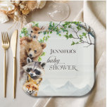 Assiettes En Carton Neutral Woodland Wildlife Baby Shower Party Table<br><div class="desc">These baby shower paper plates were designed for calm,  nature-inspired celebrations. Featuring gentle greenery and sweet woodland wildlife,  they bring a soft storybook feel to your table. Perfect for gender-neutral baby showers,  rustic themes,  and parents who love timeless forest charm.</div>