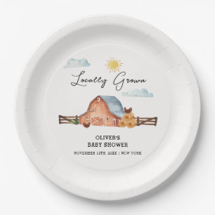 Assiettes En Carton Neutre Cultivé localement Baby shower de ferme