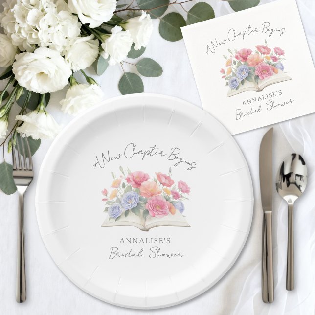 Assiettes En Carton New Chapter Floral Book Bridal Shower (New Chapter Floral Book Bridal Shower Paper Plates)