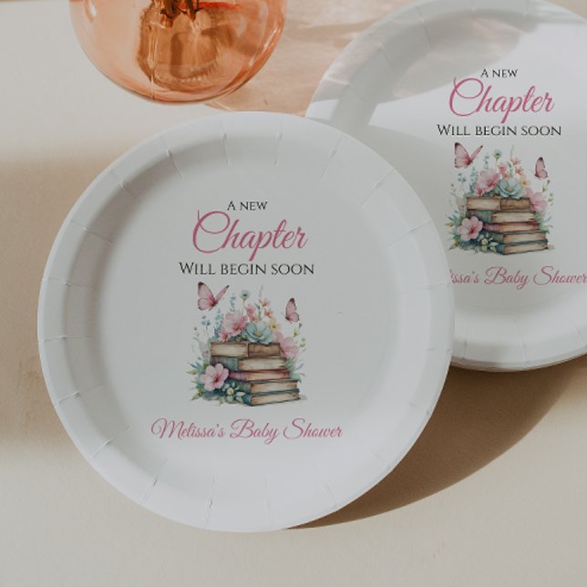 Assiettes En Carton New Chapter Pink Girl Storybook Book Baby Shower (Créateur téléchargé)